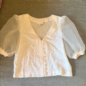 Topshop White Sheer Sleeve Blouse
